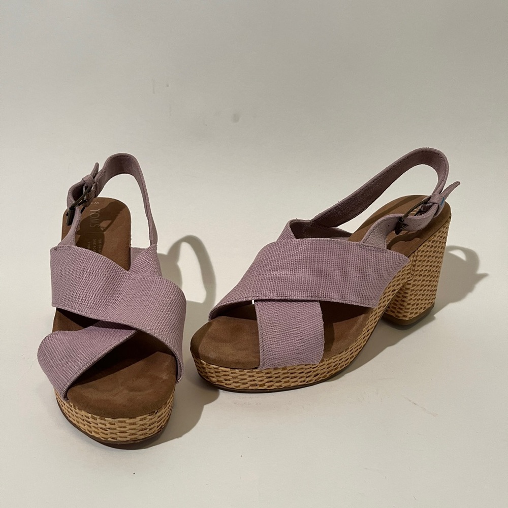 TOMS Ibiza Sling Back High Heel Sandal in Lilac.